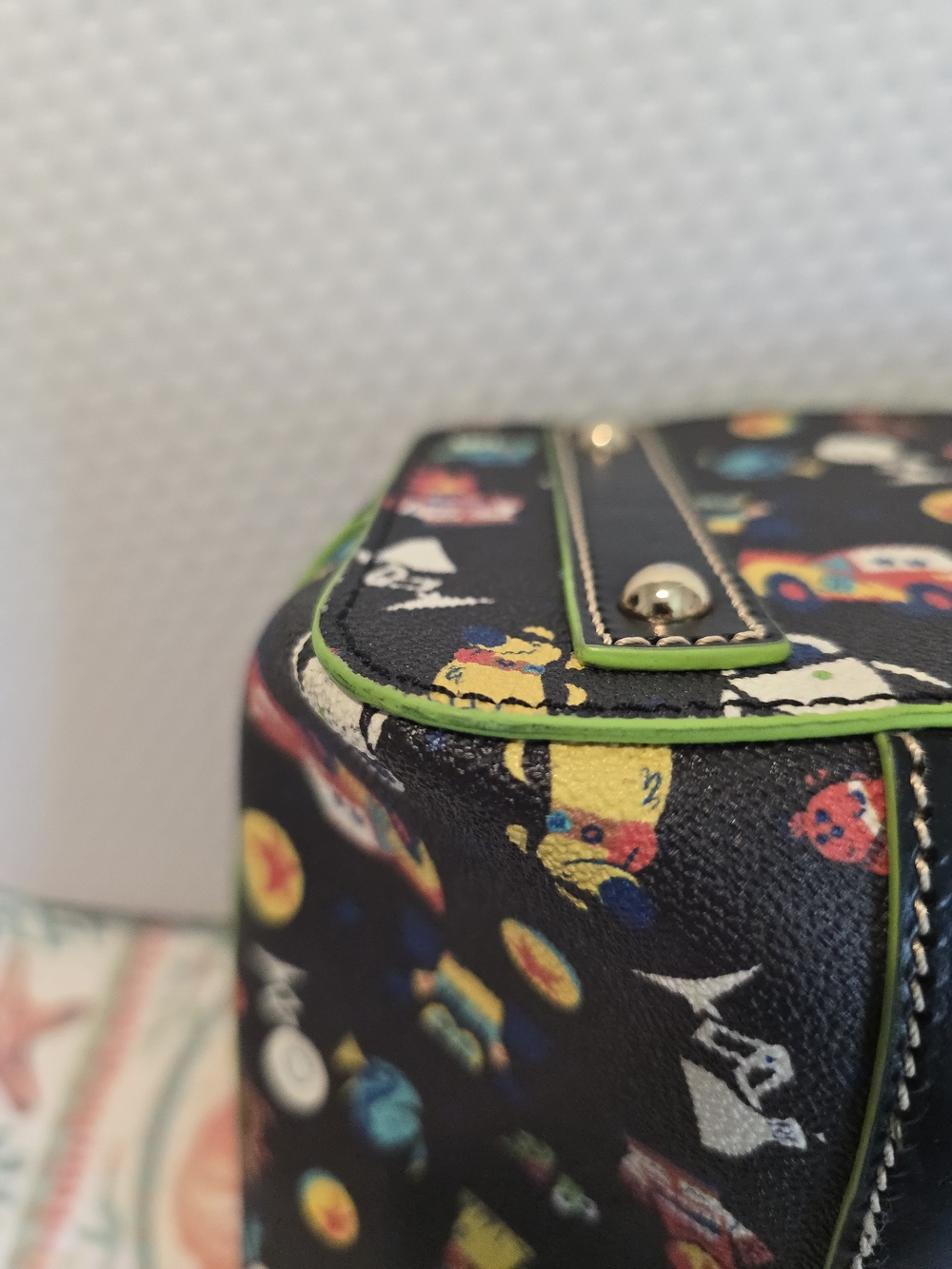 Dooney & Bourke Black Toy Story Print Tote with Neon Green Trim - Picture 11 of 14